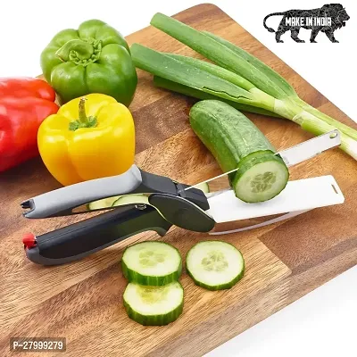 Useful Plastic Smart Clever Cutter Kitchen Knife Food Chopper With Locking Hinge-thumb0