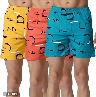 Comfortable Multicoloured Cotton Boxers (Pack Of 3 ) 1 Back  Pocket-thumb0