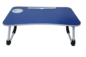 Trendy Blue Study Table Portable Wood Multifunction Laptop-Table Lapdesk Holder Bed Study Table-thumb1