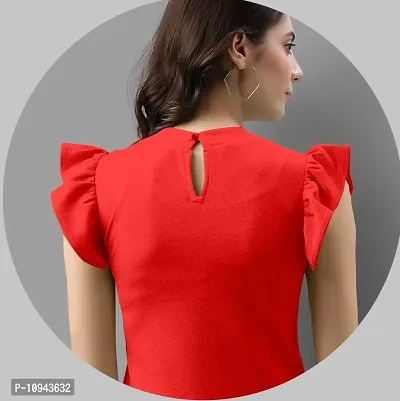 Elegant Lycra Red Solid Top For Women-thumb2