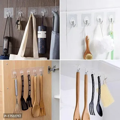 Self Adhesive Wall Hooks, Heavy Duty Sticky Hooks for Hanging 10KG (Max),Wall Hangers for Hanging Kitchen Bathroom Bedroom Accessories-thumb0