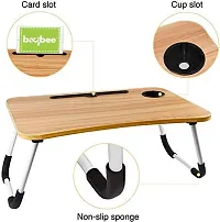 Trendy Brown Study Table Portable Wood Multifunction Laptop-Table Lapdesk Holder Bed Study Table-thumb1