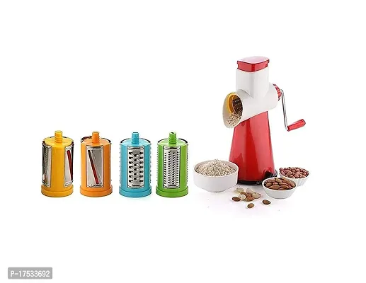 Plastic Stainless Steel 4 in 1 Multi-Functional Drum Rotary Vegetable Cutter, Shredder, Grater And Slicer | Slicer Dicer with High Speed Rotary Cylinder - (Multicolor)-thumb3