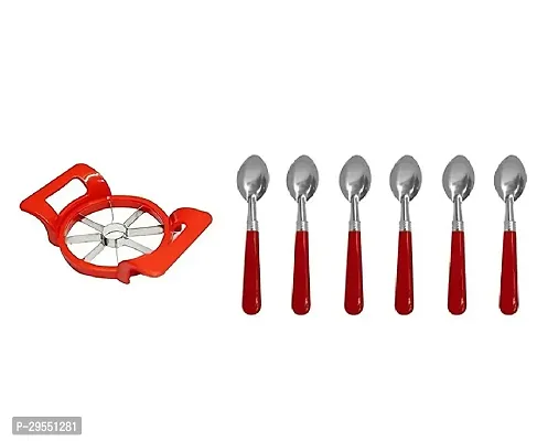 Stainless Steel Apple Cutter Cutter With Plastic Handle 6 Pcs Spoon-thumb0