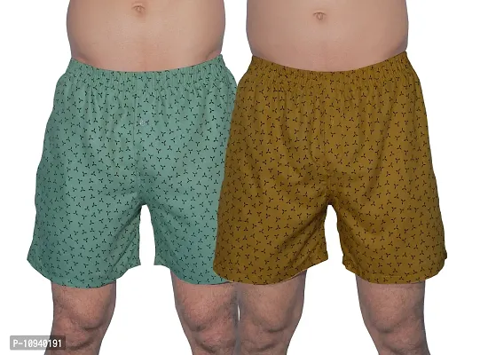 Comfortable Multicoloured Cotton Boxers (Pack Of 2 ) 1 Back Pocket 1 Side Pocket-thumb0