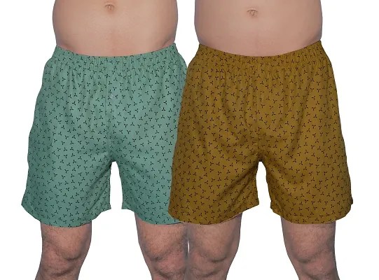 Comfortable Multicoloured Cotton Boxers (Pack Of 2 ) 1 Back Pocket 1 Side Pocket