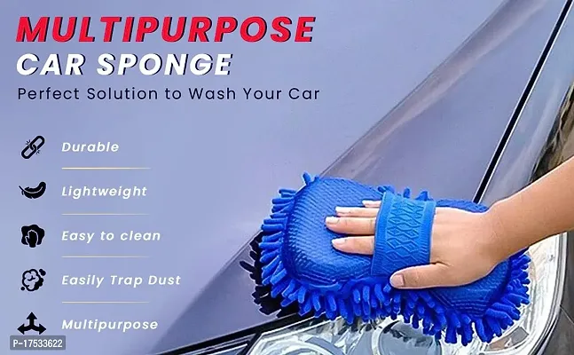 Multipurpose Microfiber Brush Wash And Dry Cleaning Duster Car Bike Vehicle Sponge | Scratch Free 1 Piece - Random Color