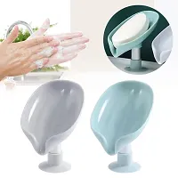Silicon soap Dispenser for Kitchen Sink Holder Leaf-Shape self draining soap Dish Holder self Adhesive soap Holder for Kitchen Pack of 1-thumb2