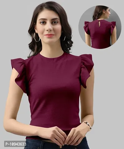 Elegant Lycra Purple Solid Top For Women-thumb0