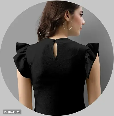 Elegant Lycra Black Solid Top For Women-thumb2