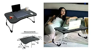 Trendy Black Study Table Portable Wood Multifunction Laptop-Table Lapdesk Holder Bed Study Table-thumb1