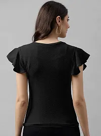 Elegant Lycra Black Solid Top For Women-thumb1