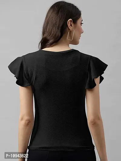 Elegant Lycra Black Solid Top For Women-thumb2