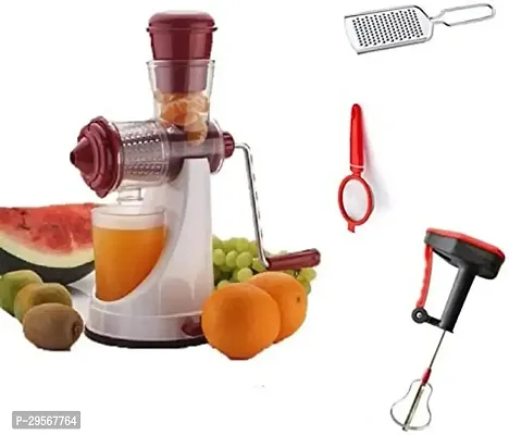 Fruit And Vegetable Plastic Juicer With Cheese Ginger Grater, Power Free Beater And Tea Strainer, 4 Pcs