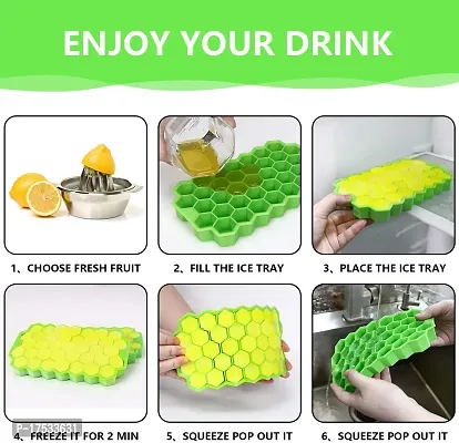 Silicon Honeycomb Shape Ice Cube Tray Reusable Ice Maker Mould for Cocktails Whiskey etc. (Tray Without Lid Pack of  1)-thumb2