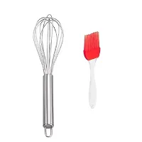 Stainless Steel Egg Beater With Silicone Mini Oil Brush Pack Of 2-thumb2