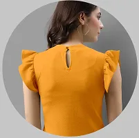 Elegant Lycra Yellow Solid Top For Women-thumb1