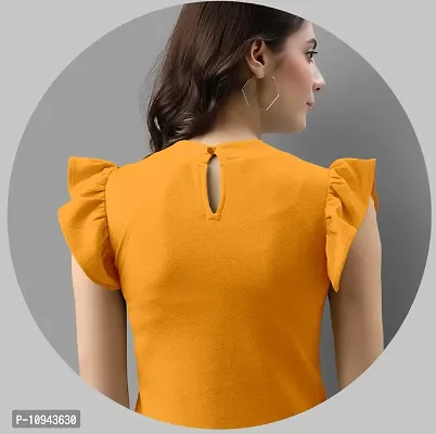 Elegant Lycra Yellow Solid Top For Women-thumb2