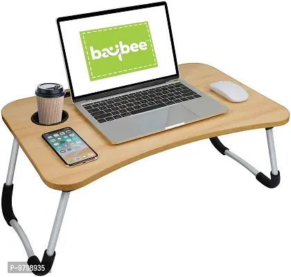 Trendy Brown Study Table Portable Wood Multifunction Laptop-Table Lapdesk Holder Bed Study Table-thumb0