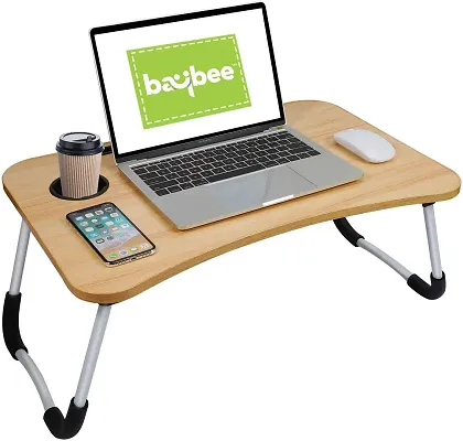 Trendy Brown Study Table Portable Wood Multifunction Laptop-Table Lapdesk Holder Bed Study Table