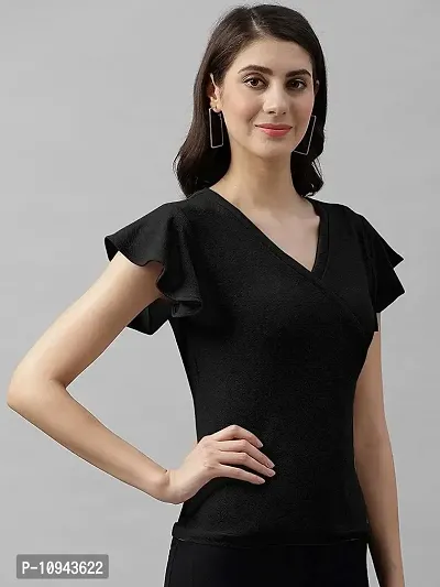 Elegant Lycra Black Solid Top For Women-thumb3