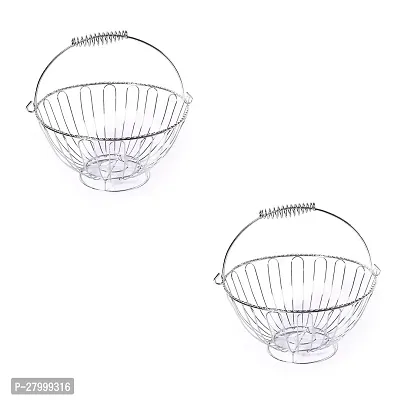 Useful Steel Stainless Steel Round Fruit Basket -Pack Of 2