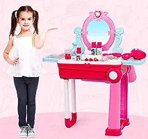 Beauty Makeup Kit for Doll Girls Cosmetic Set 2 in 1 Vanity Table Portable Trolley Pretend Play Set Toy with Make up Accessories for Kids...-thumb2