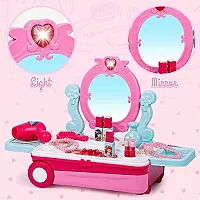 Beauty Makeup Kit for Doll Girls Cosmetic Set 2 in 1 Vanity Table Portable Trolley Pretend Play Set Toy with Make up Accessories for Kids...-thumb3