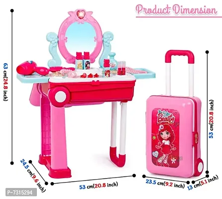 Beauty Makeup Kit for Doll Girls Cosmetic Set 2 in 1 Vanity Table Portable Trolley Pretend Play Set Toy with Make up Accessories for Kids...-thumb5