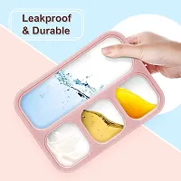 Bonanza's Lunch Box for Adults and Kids, Leak Proof 4 Compartment Lunch Box, BPA-Free, Microwave Freezer Safe Food Containers with Spoon-thumb2