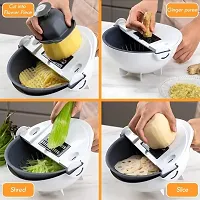 Bonanza 9 in 1 Multifunction Magic Rotate Vegetable Cutter with Drain Basket, Large Size, Multicolor-thumb1