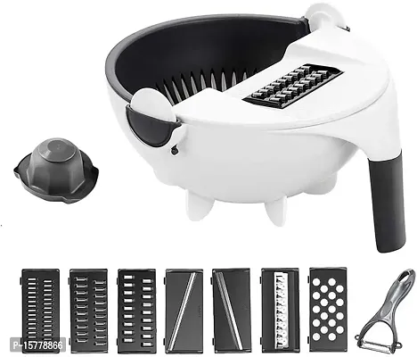 Bonanza 9 in 1 Multifunction Magic Rotate Vegetable Cutter with Drain Basket, Large Size, Multicolor-thumb3