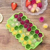 Flexible Siliconee Shape Honeycomb 37 Cavity Ice Cube Mould Tray for Freezer, Chocolate Cake Maker, Ice Trays for Chilled Drinks, Reusable (Multicoloured Color) (Ice Trey B)-thumb3