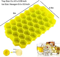 Flexible Siliconee Shape Honeycomb 37 Cavity Ice Cube Mould Tray for Freezer, Chocolate Cake Maker, Ice Trays for Chilled Drinks, Reusable (Multicoloured Color) (Ice Trey B)-thumb4