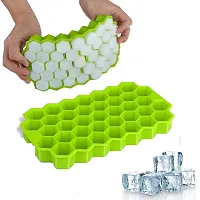 Flexible Siliconee Shape Honeycomb 37 Cavity Ice Cube Mould Tray for Freezer, Chocolate Cake Maker, Ice Trays for Chilled Drinks, Reusable (Multicoloured Color) (Ice Trey B)-thumb2
