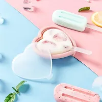 Ice Pop Makers | Siliconee Reusable Homemade Popsicle Frozen Ice Cream Moulds Heart Shape Tray Kulfi Candy Maker for Children  Adults (4Psc_Multicolouredcolor)-thumb4