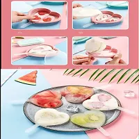 Ice Pop Makers | Siliconee Reusable Homemade Popsicle Frozen Ice Cream Moulds Heart Shape Tray Kulfi Candy Maker for Children  Adults (4Psc_Multicolouredcolor)-thumb3