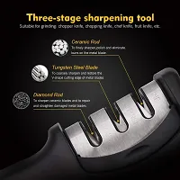 Knife Sharpener Manual 3 Stage Knife Sharpener Tool Advanced Knife Sharpener for Kitchen Knife Sharpener Rod Knife Sharpner Knives Sharpening Tool for Steel Knives Black.-thumb2