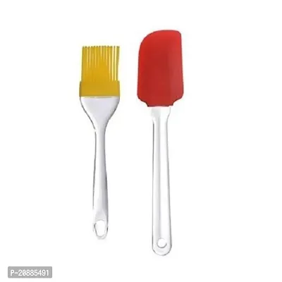 Silicone Spatula Oil Brush Set- Multicolouredpurpose Non-Sticky Small Spatula and Pastry Brush for Cake Mixer, Cooking, Baking, BBQ, Oil Brush for Kitchen Use (Set of 1, Multicolouredcolor) Big