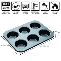 Chocolate Professional Muffin Tin Cupcake Muffin Tray Cavity for 6 Muffins Cupcake Tray Muffin Pan, Carbon Stainless Steel Pan/Cupcake Tin  Muffin Tin Mould Set Trays -thumb2