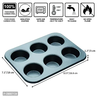 Chocolate Professional Muffin Tin Cupcake Muffin Tray Cavity for 6 Muffins Cupcake Tray Muffin Pan, Carbon Stainless Steel Pan/Cupcake Tin  Muffin Tin Mould Set Trays -thumb3