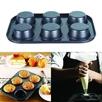 Chocolate Professional Muffin Tin Cupcake Muffin Tray Cavity for 6 Muffins Cupcake Tray Muffin Pan, Carbon Stainless Steel Pan/Cupcake Tin  Muffin Tin Mould Set Trays -thumb1