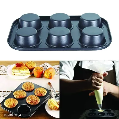 Chocolate Professional Muffin Tin Cupcake Muffin Tray Cavity for 6 Muffins Cupcake Tray Muffin Pan, Carbon Stainless Steel Pan/Cupcake Tin  Muffin Tin Mould Set Trays -thumb2