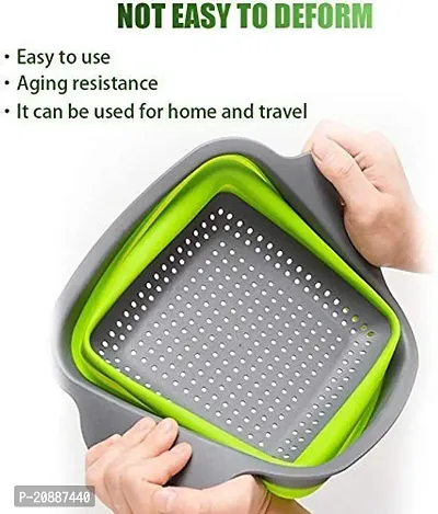 Foldable Collapsible Kitchen Colander Square Collapsible Washing up Bowl Siliconee Strainer Filter Basket (Multicoloured-Colour)