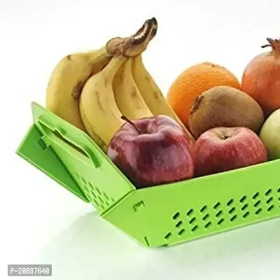 3 in 1 Fruit and Vegetable Basket Cutting pad Collapsible Chopping Board with Tray, Multicolouredfunctional Chopping Vegetables Washer Cum Basket Washable Chopping Board (Multicolouredcolor)-thumb0