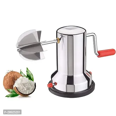 Stainless Steel Coconet Scraper, Coconet Cutter for Kitchen, Vaccum Base Coconut Crusher - Silver