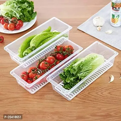 Fridge Storage Boxes Fridge Organizer with Removable Drain Plate and Lid Stackable Fridge Storage Freezer Storage Containers for Fish, Meat, Fruits, Vegetables (1500ML, Pack of 6, Plastic)-thumb0