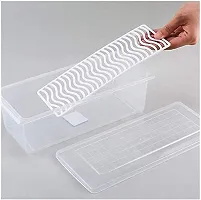 Fridge Storage Boxes Fridge Organizer with Removable Drain Plate and Lid Stackable Fridge Storage Freezer Storage Containers for Fish, Meat, Fruits, Vegetables (1500ML, Pack of 6, Plastic)-thumb1