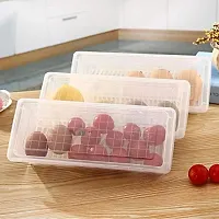 Fridge Storage Boxes Fridge Organizer with Removable Drain Plate and Lid Stackable Fridge Storage Freezer Storage Containers for Fish, Meat, Fruits, Vegetables (1500ML, Pack of 6, Plastic)-thumb2