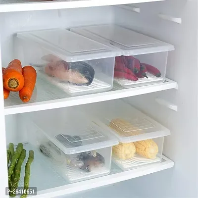 Fridge Storage Boxes Fridge Organizer with Removable Drain Plate and Lid Stackable Fridge Storage Freezer Storage Containers for Fish, Meat, Fruits, Vegetables (1500ML, Pack of 6, Plastic)-thumb5